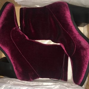 Velvet ankle high heel boots